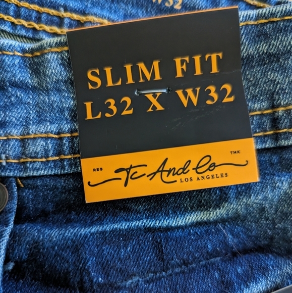 TC and Co. Men's‎ jeans 32x32 slim fit, distressed. NWT - Picture 6 of 7